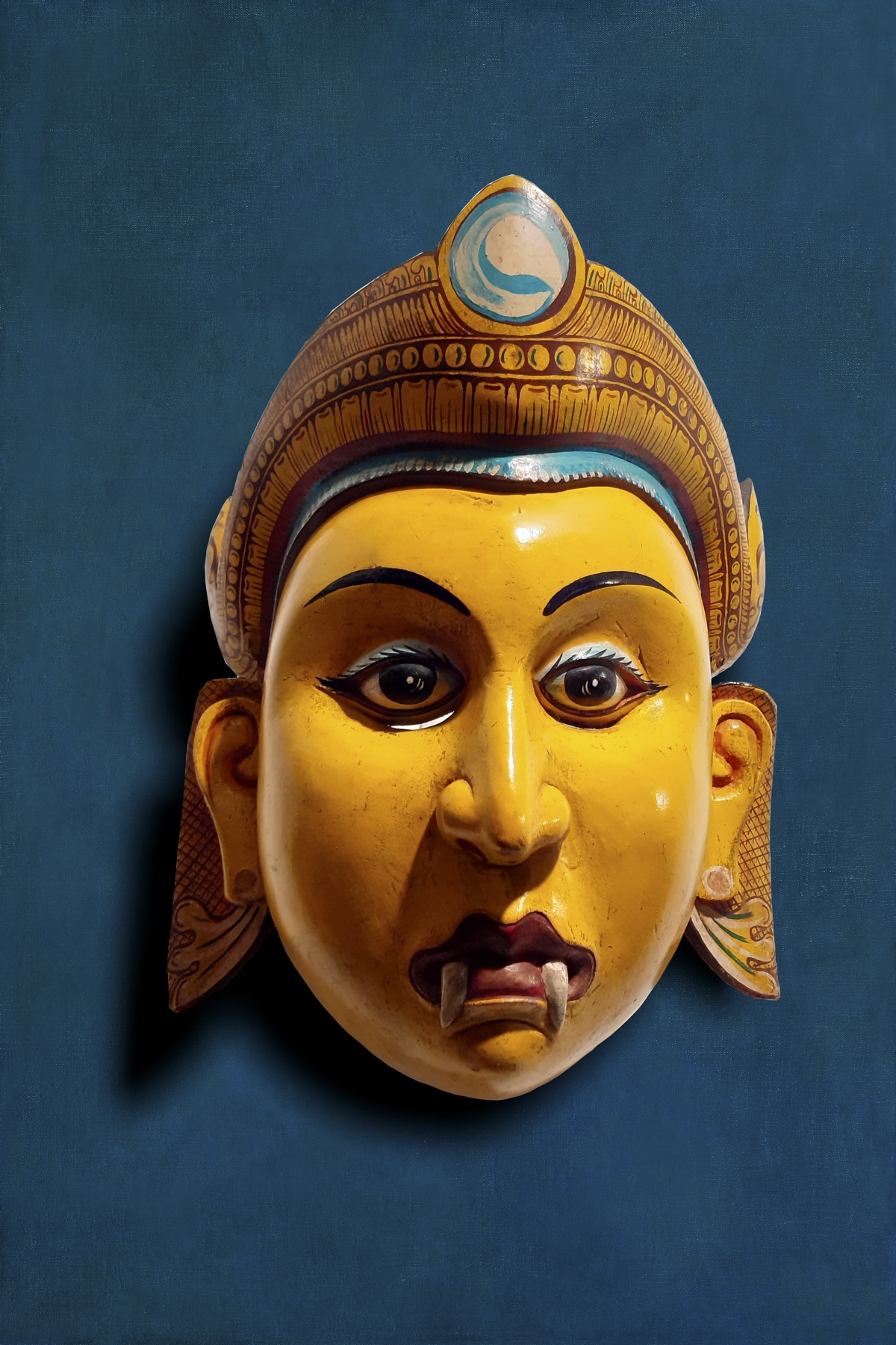 A carved Deva Sanniya healing mask from Ambalangoda